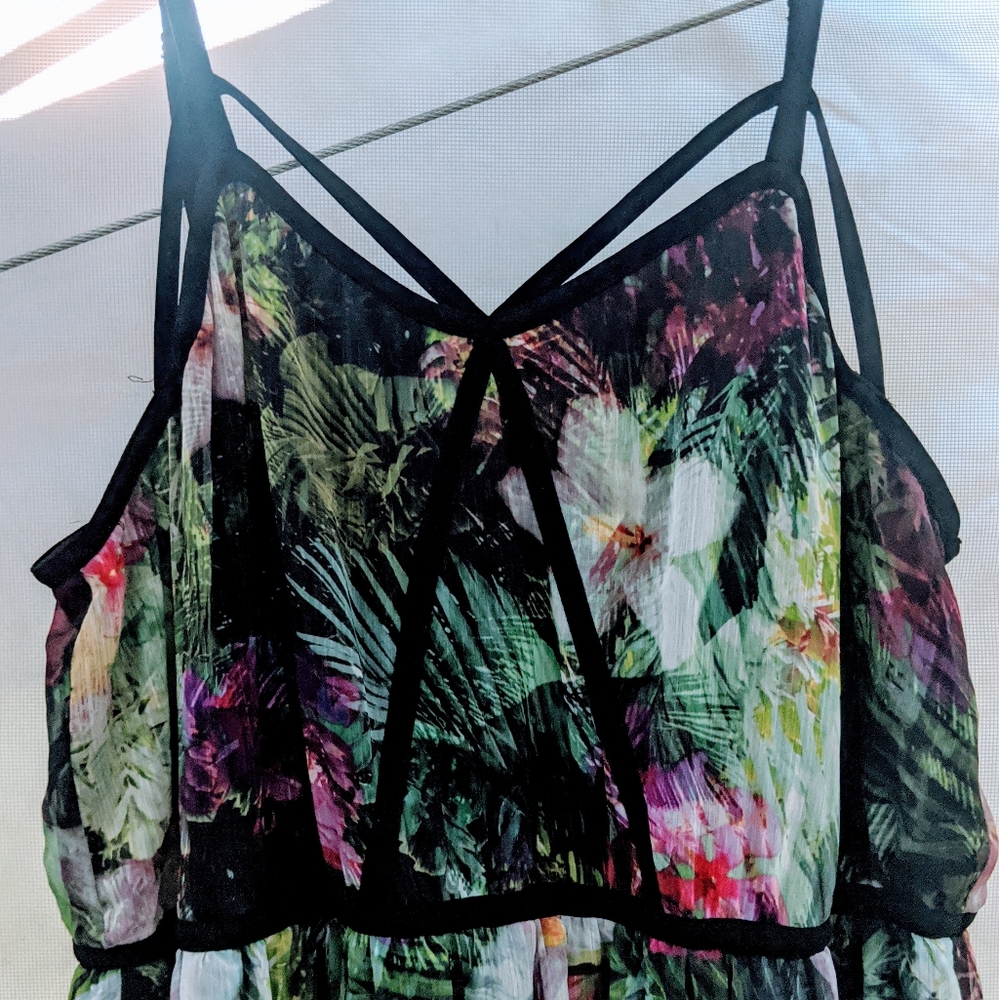 Tropical Strappy Tank Maxi Dress sz 22